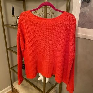 Express Coral Crop Top Sweater